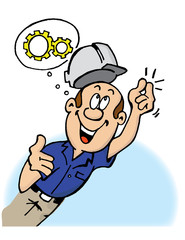 Hombre trabajador con idea