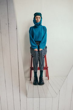 Fashion studio portrait of woman