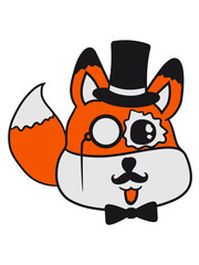 sir herr reich gentlemen zylinder monokel schwanz gesicht kopf baby fuchs süß niedlich klein comic cartoon cool