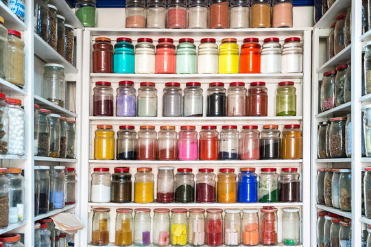 Colorful spices in Marrakech, Morocco