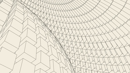 Abstract vector landscape background. Cyberspace  grid. 3d technology  illustration.