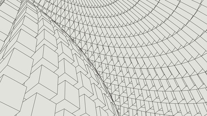 Abstract vector landscape background. Cyberspace  grid. 3d technology  illustration.
