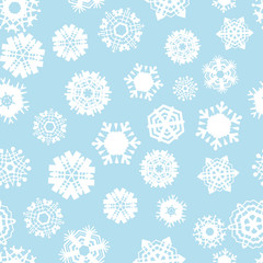 Bright Blue Seamless Background with Snowflakes