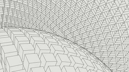 Abstract vector landscape background. Cyberspace  grid. 3d technology  illustration.