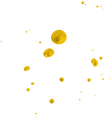 Splash of yellow drops. Illustration hand drawn with acrylic paint and color pencils