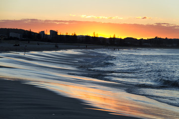 sunset at ocean, ocean,sun reflection in ocean, water, Australia, surfers paradise, 