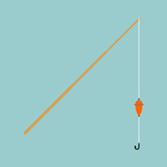 Fishing rod isolated. Fisherman accessory. Vector illustration