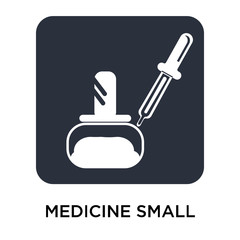 Medicine small bottle with dropper included for drops dosage icon vector sign and symbol isolated on white background, Medicine small bottle with dropper included for drops dosage logo concept