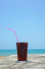 Iced coffee to drink on the beach. ビーチで飲むアイスコーヒー