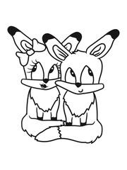 paar 2 freunde team pärchen liebe schüchtern verliebt mädchen hübsch schön schleife frau weiblich klein baby sitzend fuchs süß niedlich klein comic cartoon cool