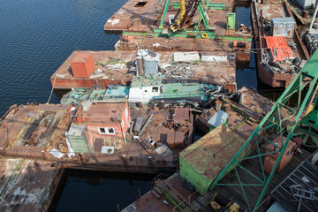 Old barges in the port