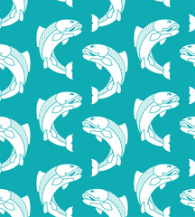 Koi carp pattern seamless. fish ornament. Vector background