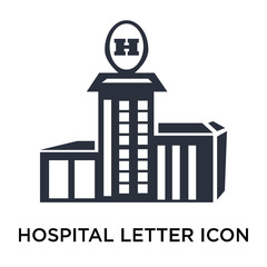 hospital letter sign in rounded square icon isolated on white background. Simple and editable hospital letter sign in rounded square icons. Modern icon vector illustration.