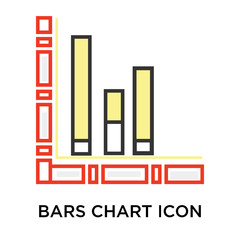 Bars chart icon vector sign and symbol isolated on white background, Bars chart logo concept