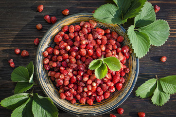 freshly-mixed wild strawberry in a bowl