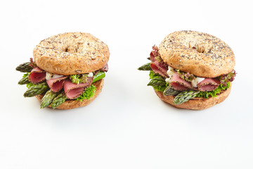 Speciality asparagus burgers with parma ham