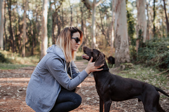 Blond Woman With Her Dog