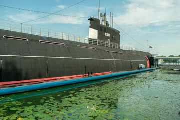 battleship nuclear submarine cruiser on alert in the sea