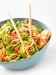 Vegetarian Asian Noodle Dish with Chopsticks