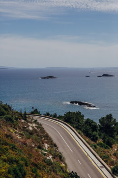 Curve Road on the coast, Ibiza.