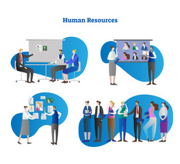 Human resources vector illustration collection set