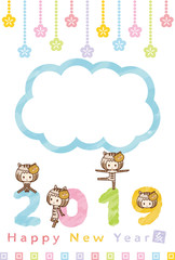 2019年　亥　年賀状　フォトフレーム