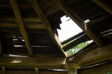 Hole in wooden roof