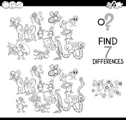 Obraz premium differences game with insects color book