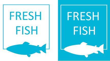 Naklejka premium silhouette of fish in frame, fresh fish minimalist logo