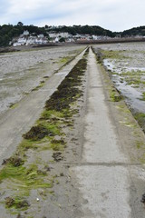 Beach at low tide, St. Aubin, Jersey, Channel Islands, UK, Europe, July 2018