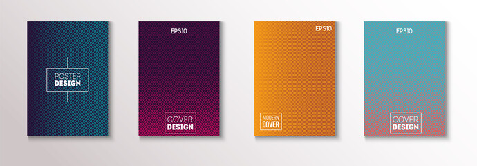 Minimal Covers, Vector Hipster Abstract Brands Design. Magenta, Cyan, Yellow Corporate Identity Blend Tech Halftones. Business Minimal Covers, Cool Retro Ad Music Party Poster Bright Gradient Stripes.