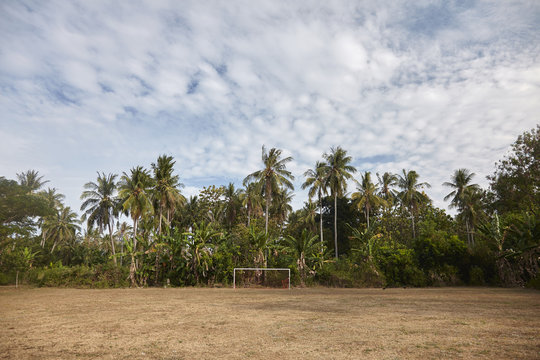Fototapeta Football goal in the jungle