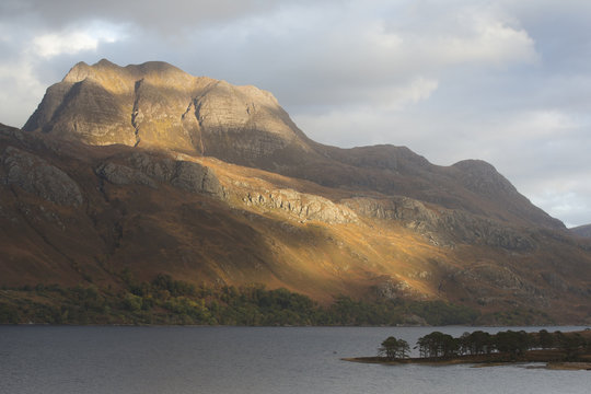 Scottish highland and loch in autumn