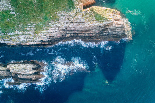 Aerial view of a rocky cliffs