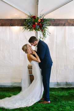 First Kiss At Wedding Ceremony