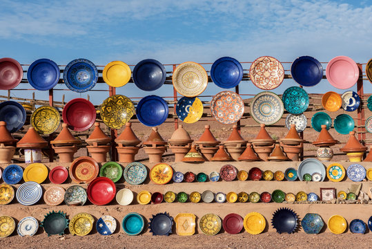 Traditional Moroccan ceramic dishes