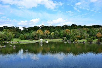 Fototapeta premium 秋色に染まり始めた公園の情景