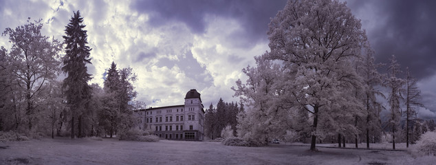 infrared photography - ir photo of landscape under sky with clouds - the art of our world in the...