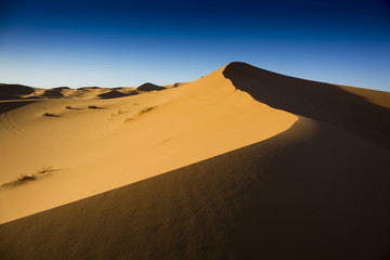 Fototapeta na wymiar Sand dunes of Sahara close to Merzouga