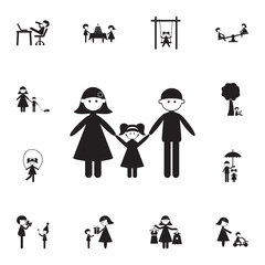 couple with daughter icon. Detailed set of Family icons. Premium quality graphic design sign. One of the collection icons for websites, web design, mobile app