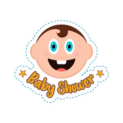 Baby shower label with a baby