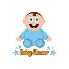 Baby shower label with a baby
