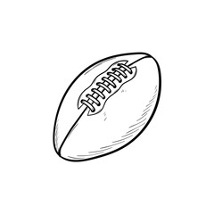 Rugby ball hand drawn outline doodle icon. Rugby equipment, team sport, healthy lifestyle concept. Vector sketch illustration for print, web, mobile and infographics on white background.