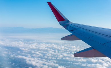 Fototapeta premium view from airplane window to see sky.
