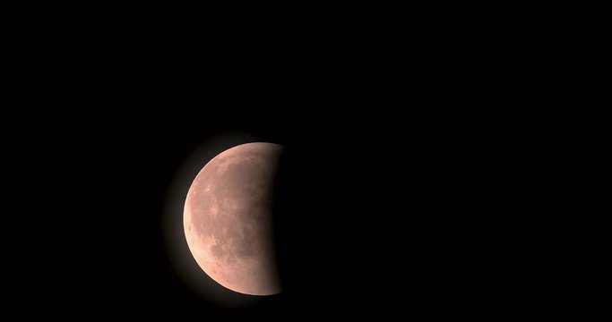 Lunar Eclipse July 27. 2018 4k video, no sound, 4x faster with 800mm lens