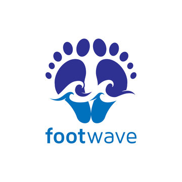foot and wave logo vector element. foot logo template