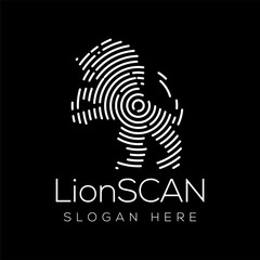 Naklejka premium lion Scan Technology Logo vector Element. Animal Technology Logo Template
