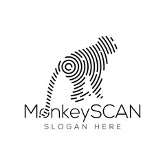 monkey Scan Technology Logo vector Element. Animal Technology Logo Template