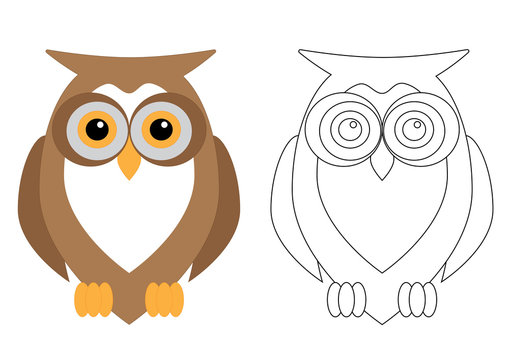 Owl bird, coloring page. Vector illustration.