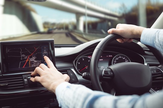 Businessman driving a car